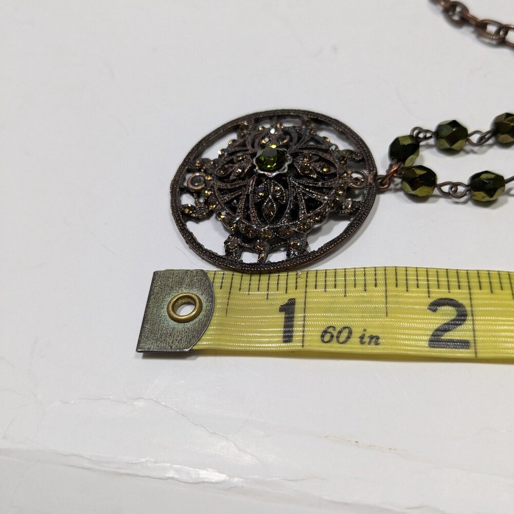 Seasonal Whispers Statement Necklace 3 Strand Faceted Stone Beads Pendant - Picture 7 of 8